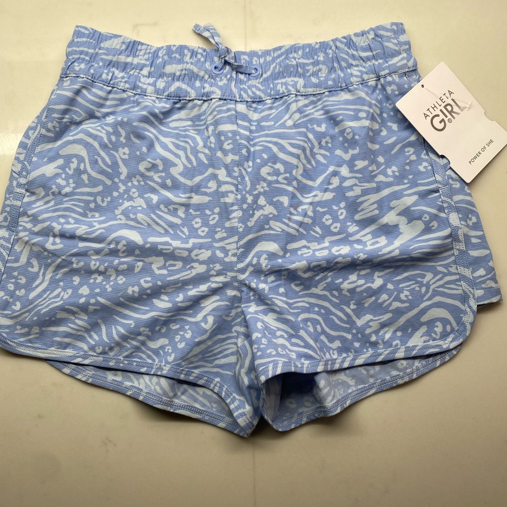 Athleta Light Blue Patterned Athletic Shorts